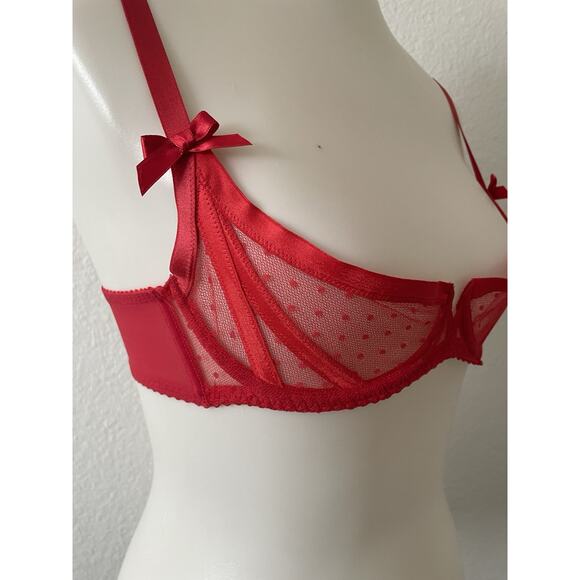 Agent Provocateur Bra Ellora Demi Polka Dot Sheer Lingerie - Picture 3 of 12